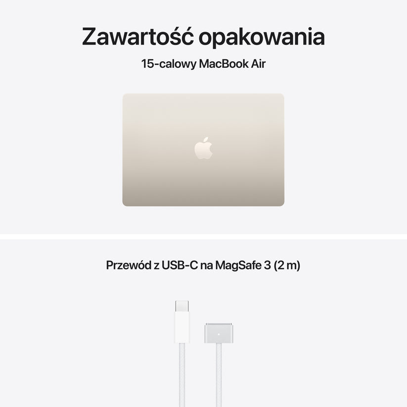 Apple MacBook Air 15" M5 10-core CPU 10-core GPU 24GB 512GB SSD - Księżycowa poświata 2026