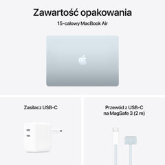 15-calowy MacBook Air: Czip Apple M4 z 10‑rdzeniowym CPU, 10‑rdzeniowym GPU, 256 GB SSD - Błękitny