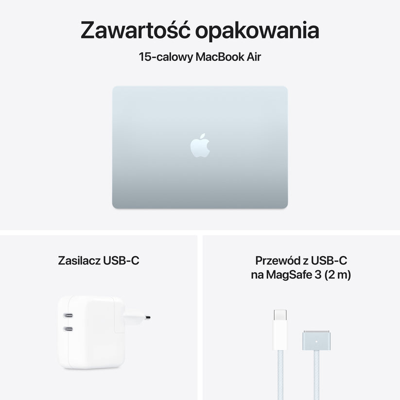 15-calowy MacBook Air: Czip Apple M4 z 10‑rdzeniowym CPU, 10‑rdzeniowym GPU, 256 GB SSD - Błękitny