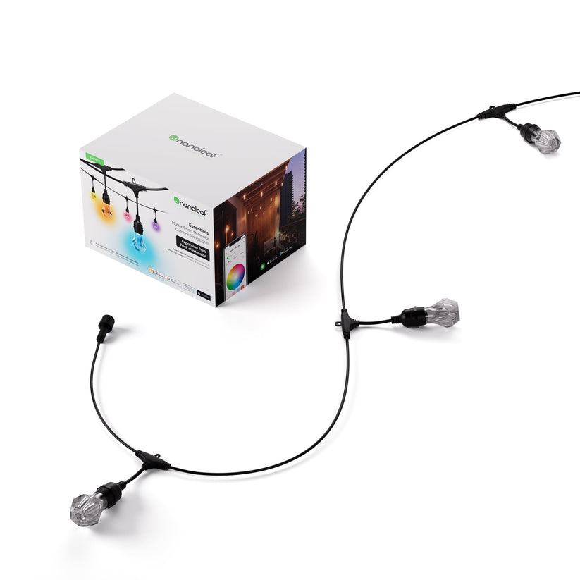 Wielokolorowe lampki zewnętrzne Nanoleaf Essentials Smart Multicolour Outdoor String Light Expansion Pack 15 m, 55 Lm żarówka, 27 W 2700 K-6500 K