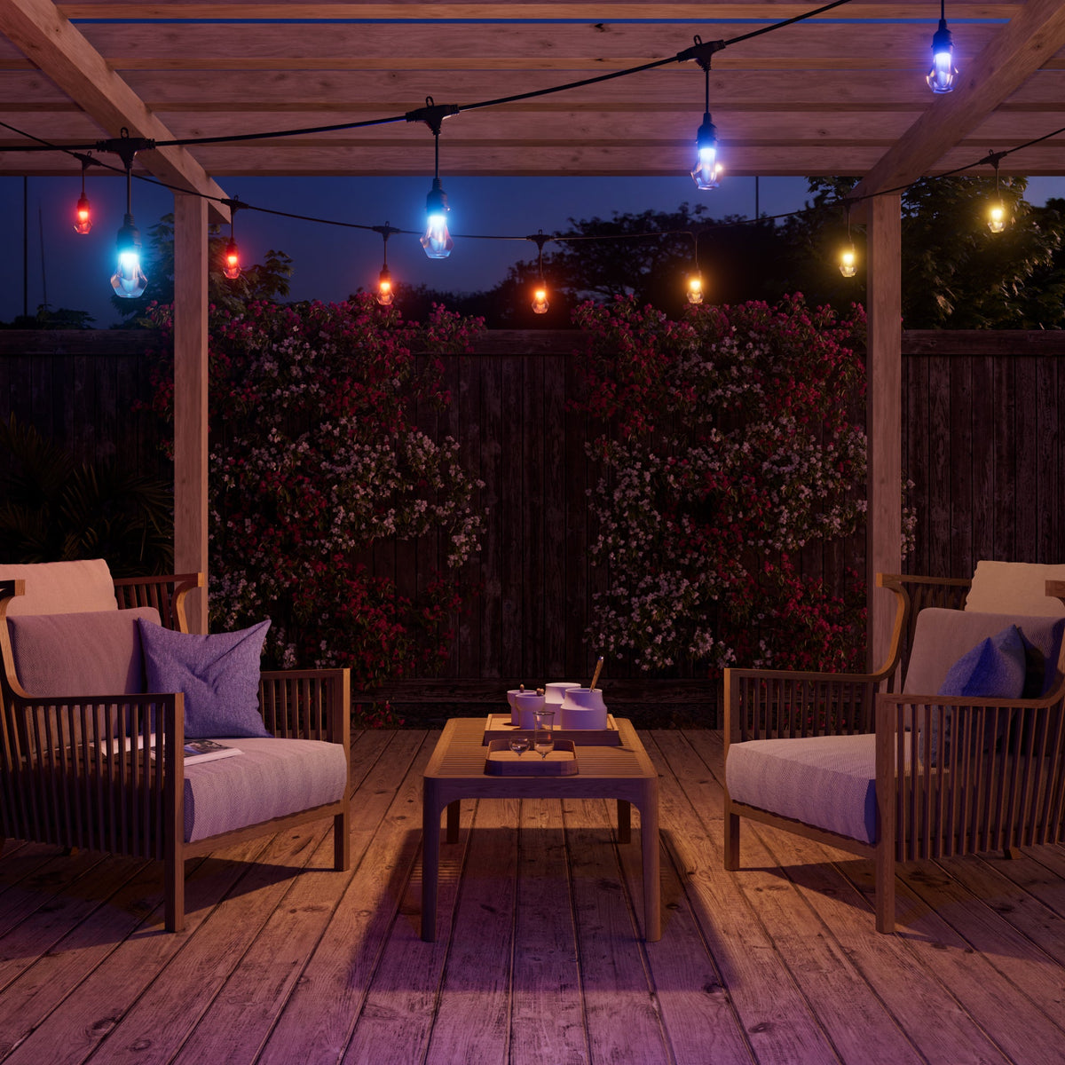 Wielokolorowe lampki zewnętrzne Nanoleaf Essentials Smart Multicolour Outdoor String Light Starter Kit 15 m, 55 Lm żarówka, 27 W 2700 K-6500 K