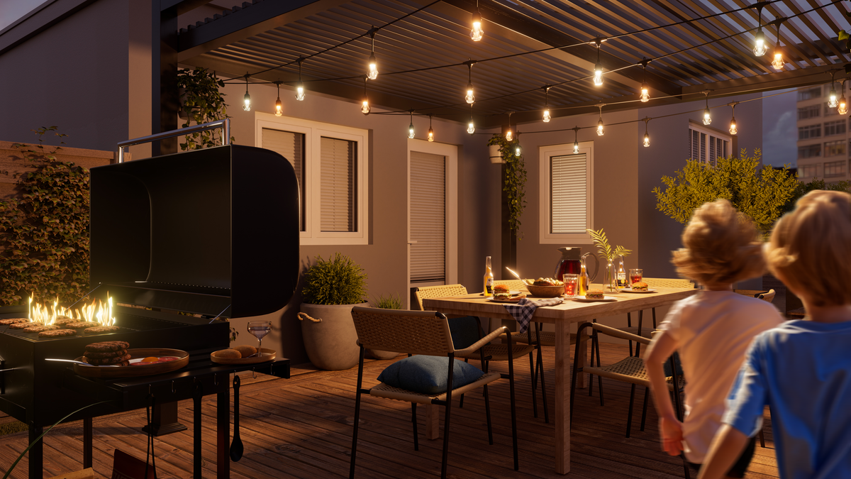Wielokolorowe lampki zewnętrzne Nanoleaf Essentials Smart Multicolour Outdoor String Light Starter Kit 15 m, 55 Lm żarówka, 27 W 2700 K-6500 K