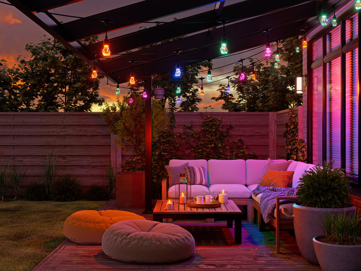 Wielokolorowe lampki zewnętrzne Nanoleaf Essentials Smart Multicolour Outdoor String Light Starter Kit 30 m, 55 Lm żarówka, 27 W 2700 K-6500 K