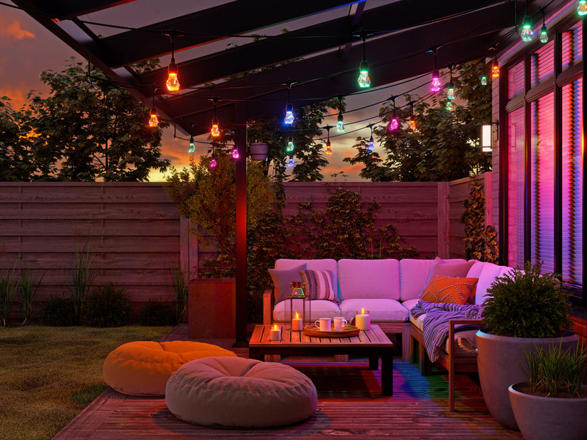 Wielokolorowe lampki zewnętrzne Nanoleaf Essentials Smart Multicolour Outdoor String Light Starter Kit 15 m, 55 Lm żarówka, 27 W 2700 K-6500 K