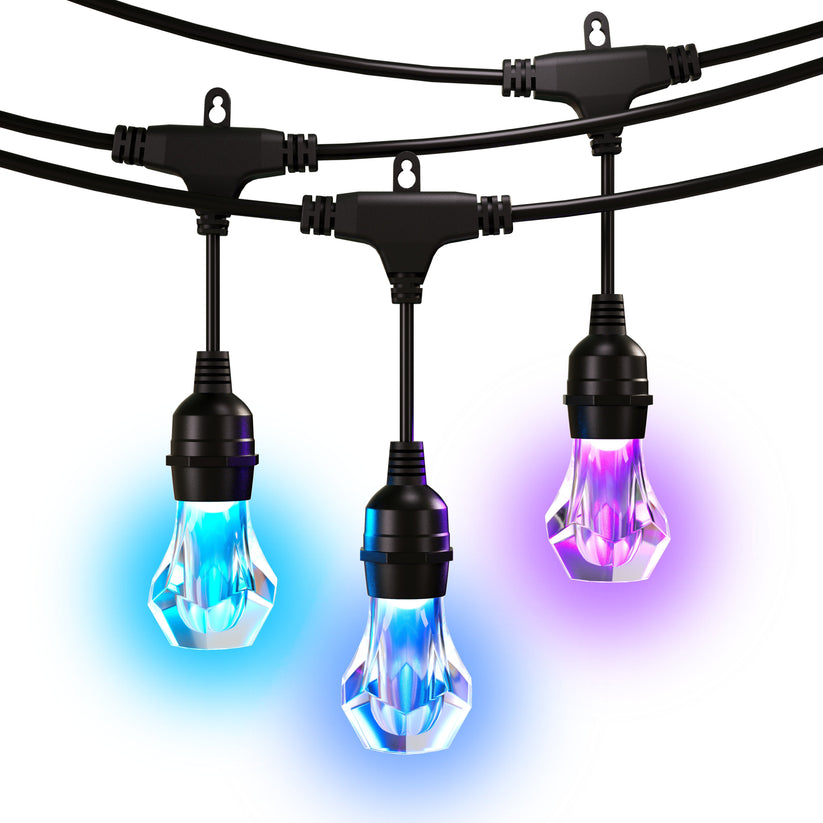 Wielokolorowe lampki zewnętrzne Nanoleaf Essentials Smart Multicolour Outdoor String Light Starter Kit 15 m, 55 Lm żarówka, 27 W 2700 K-6500 K