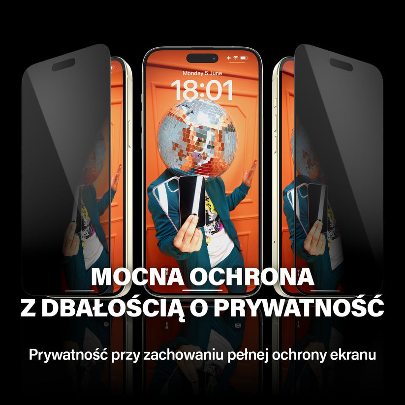 PanzerGlass Ultra-Wide Fit - szkło prywatyzujące do iPhone 15 Plus czarna ramka