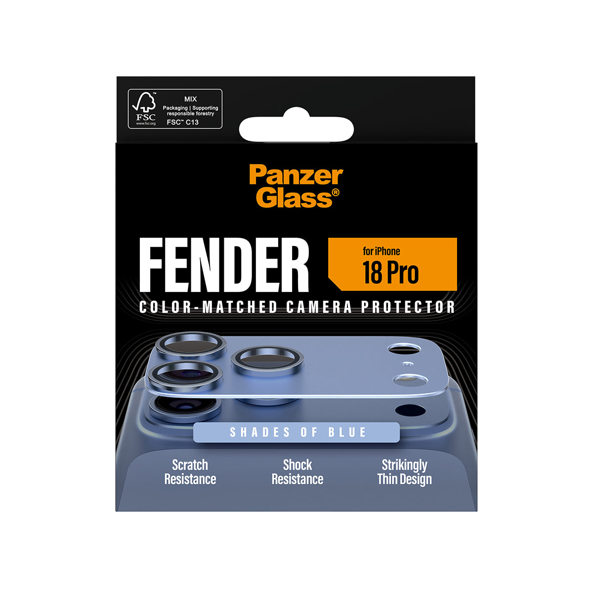 PanzerGlass Fender Camera Protector - osłona na aparat do iPhone 18 Pro niebieska