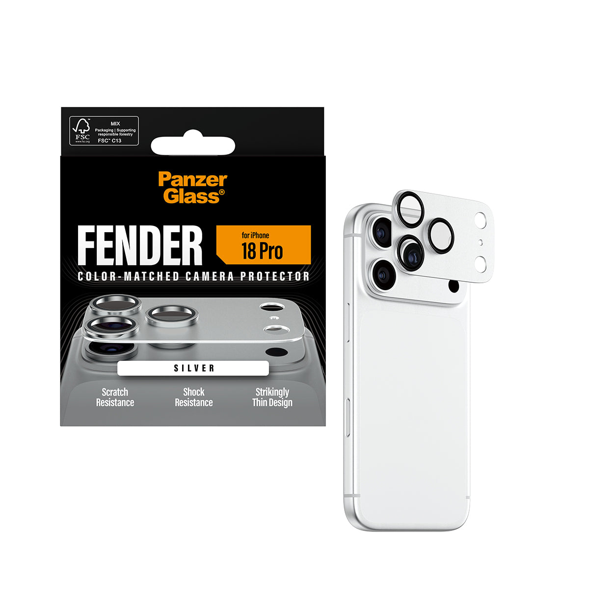 PanzerGlass Fender Camera Protector - osłona na aparat do iPhone 18 Pro srebrna