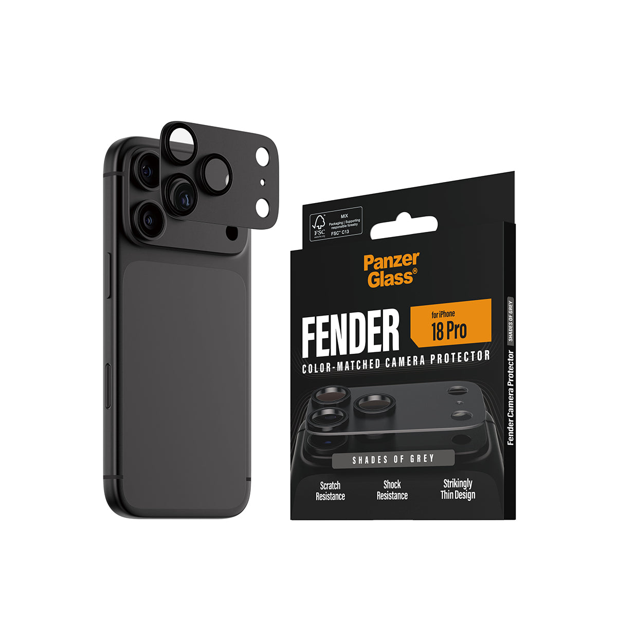PanzerGlass Fender Camera Protector - osłona na aparat do iPhone 18 Pro szara