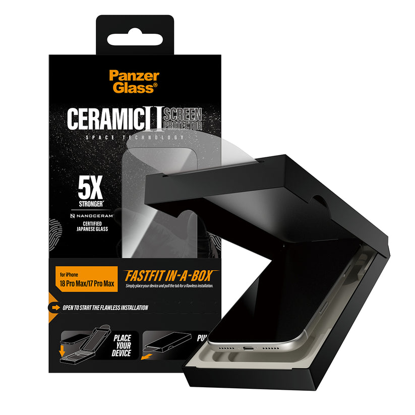 PanzerGlass Ceramic II Screen Protector Ultra Wide Fit - szkło ceramiczne do iPhone 18 Pro Max/17 Pro Max czarna ramka