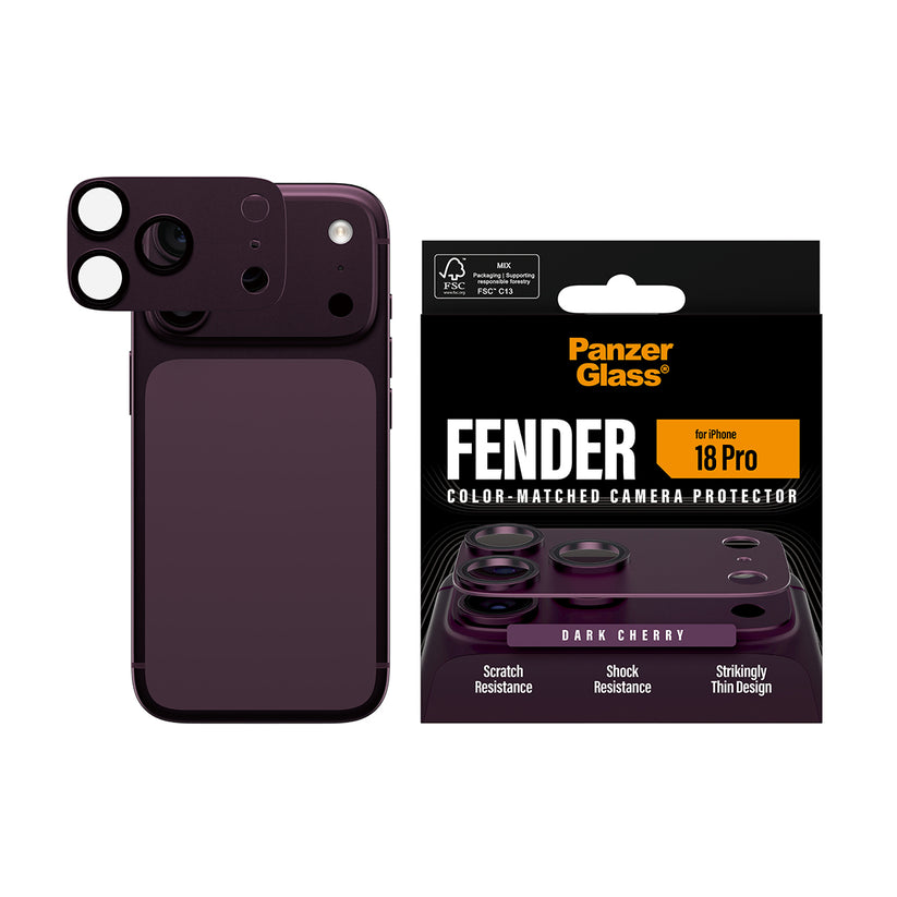 PanzerGlass Fender Camera Protector - osłona na aparat do iPhone 18 Pro wiśniowa