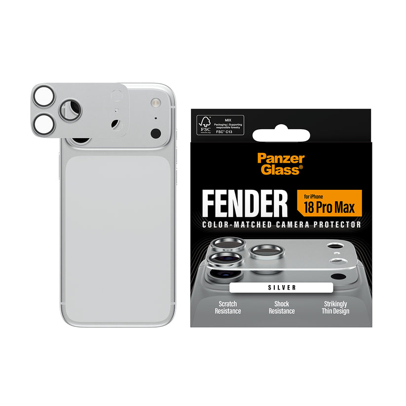 PanzerGlass Fender Camera Protector - osłona na aparat do iPhone 18 Pro Max srebrna