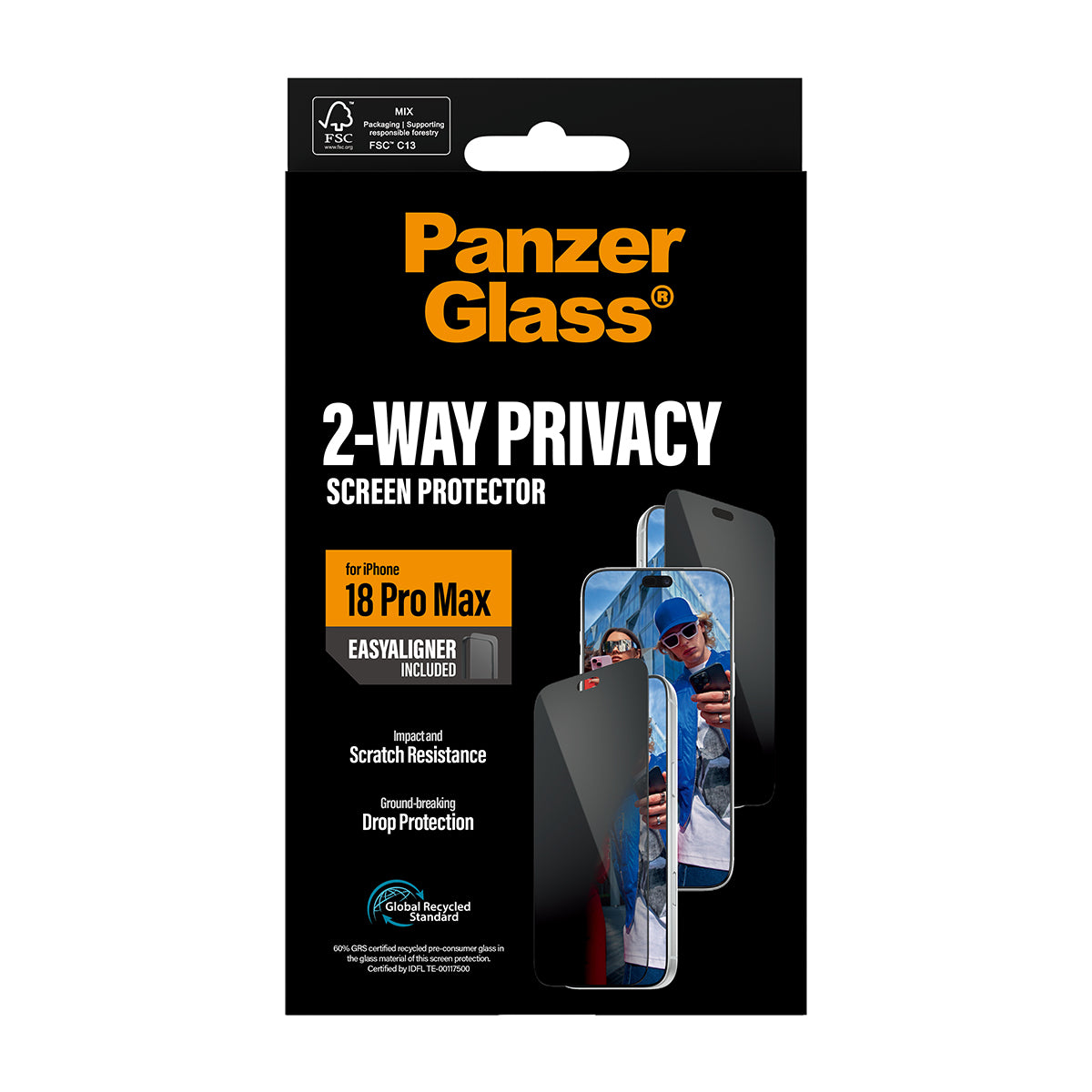 PanzerGlass 2-Way Privacy Screen Protector Ultra-Wide Fit - szkło prywatyzujące do iPhone 18 Pro Max