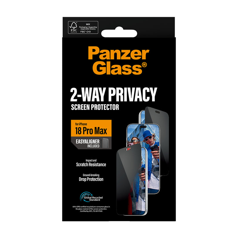 PanzerGlass 2-Way Privacy Screen Protector Ultra-Wide Fit - szkło prywatyzujące do iPhone 18 Pro Max