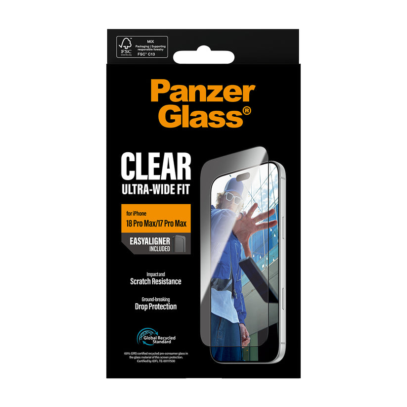 PanzerGlass Screen Protector Ultra-Wide Fit - szkło do iPhone 18 Pro Max/17 Pro Max czarna ramka