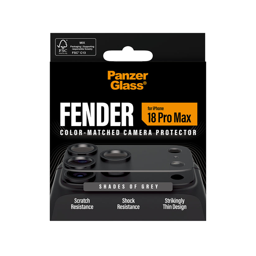 PanzerGlass Fender Camera Protector - osłona na aparat do iPhone 18 Pro Max szara