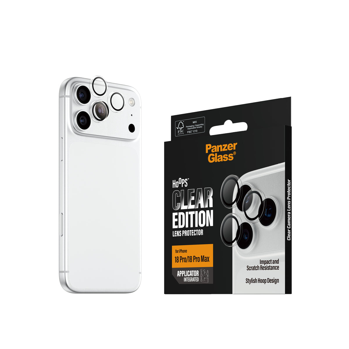 PanzerGlass Hoops Transparent Camera Lens Protector - osłonki na obiektywy do iPhone 18 Pro/18 Pro Max przezroczyste