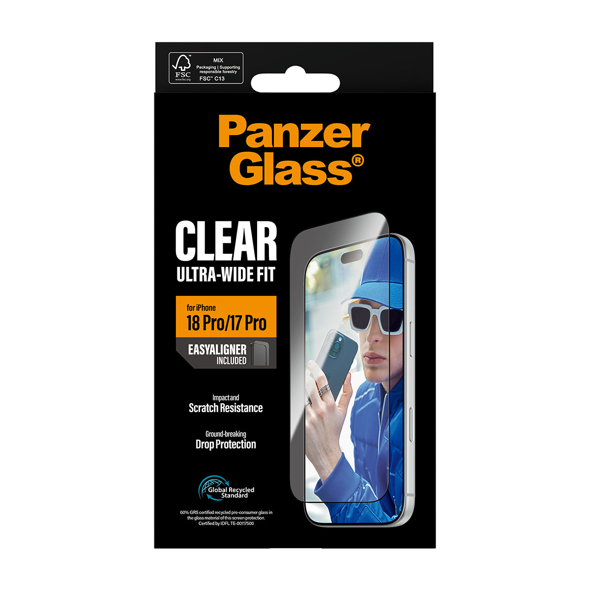 PanzerGlass Screen Protector Ultra-Wide Fit - szkło do iPhone 18 Pro/17 Pro czarna ramka