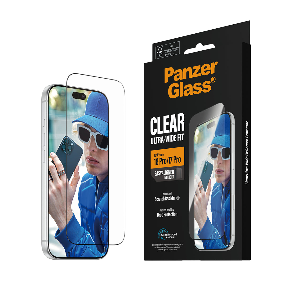 PanzerGlass Screen Protector Ultra-Wide Fit - szkło do iPhone 18 Pro/17 Pro czarna ramka