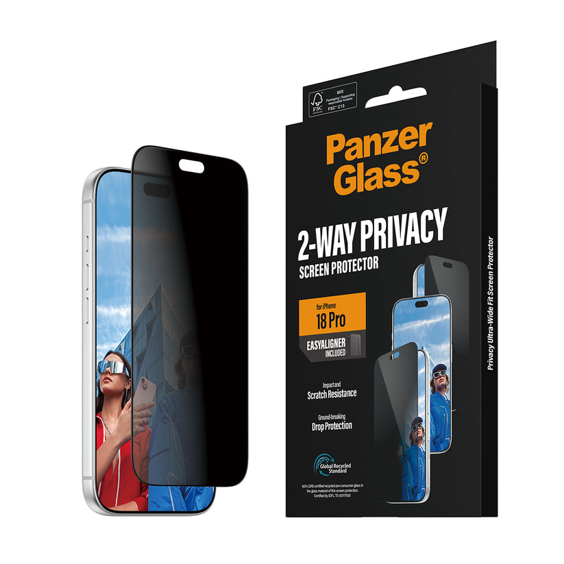 PanzerGlass 2-Way Privacy Screen Protector Ultra-Wide Fit - szkło prywatyzujące do iPhone 18 Pro