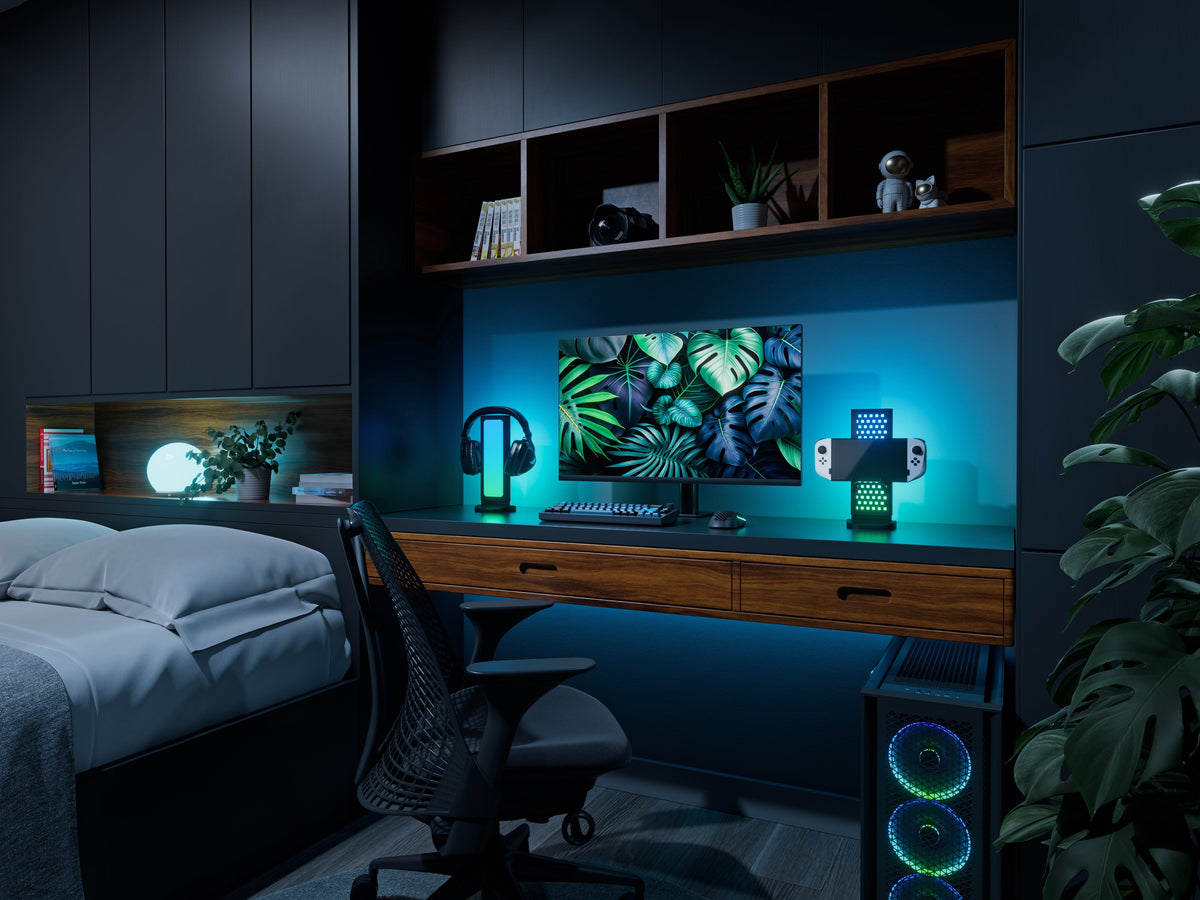 Nanoleaf Pegboard Desk Dock - podświetlana stacja dokująca do urządzeń peryferyjnych - czarna
