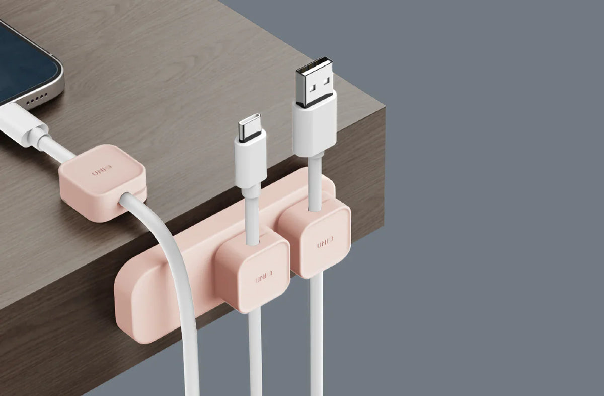 UNIQ Pod Mag - magnetyczny organizer do kabli + baza różowy
