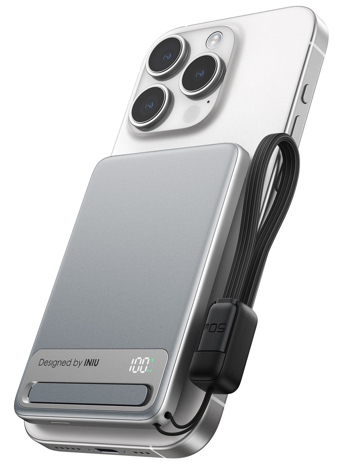 INIU Powerbank MagPro Slim - magnetyczny powerbank bezprzewodowy 5000mAh srebrny