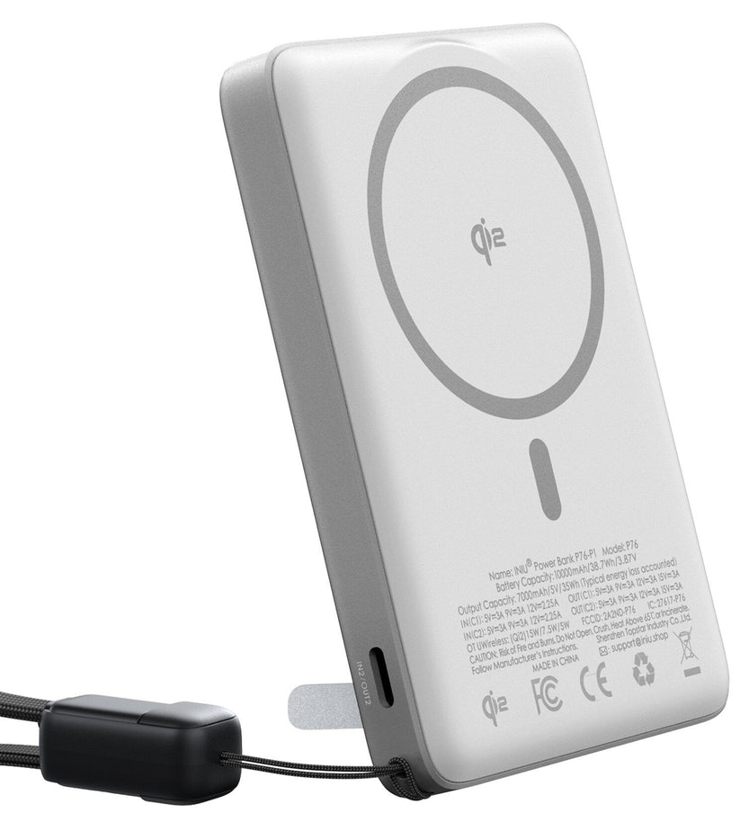 INIU Powerbank MagPro Slim - magnetyczny powerbank bezprzewodowy 10000mAh srebrny