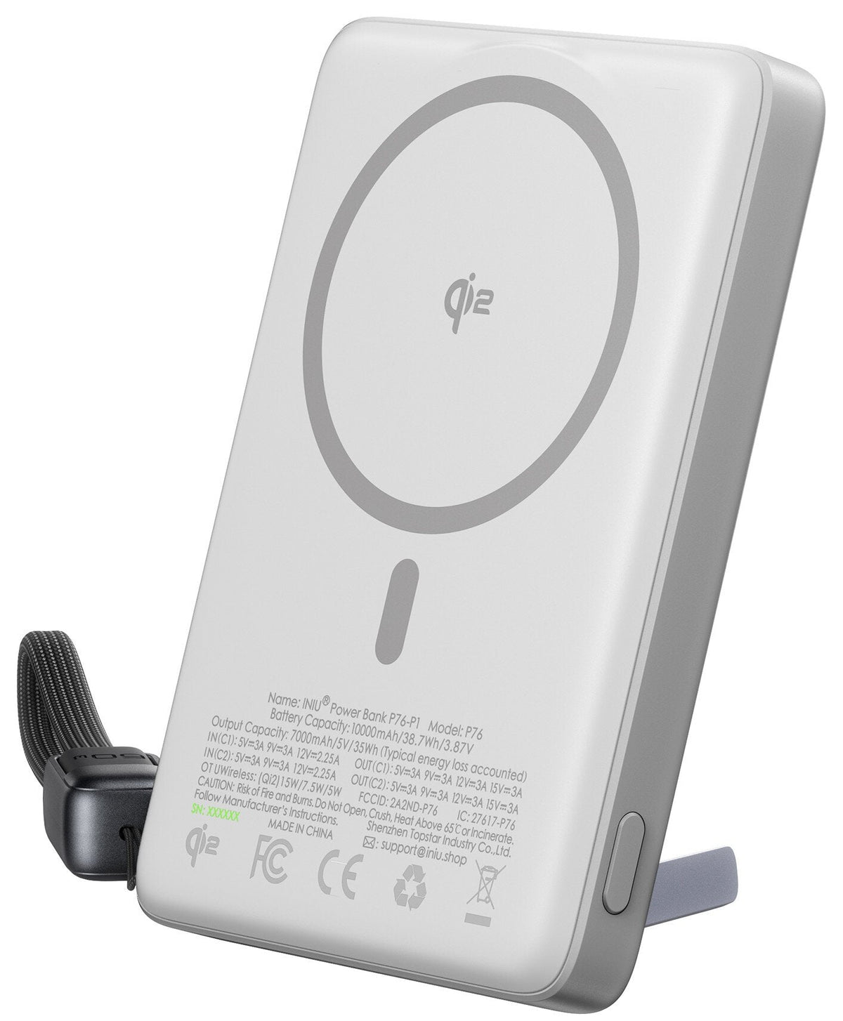 INIU Powerbank MagPro Slim - magnetyczny powerbank bezprzewodowy 10000mAh srebrny