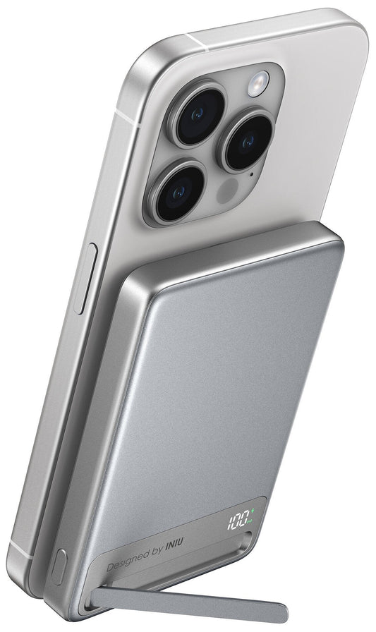 INIU Powerbank MagPro Slim - magnetyczny powerbank bezprzewodowy 10000mAh srebrny