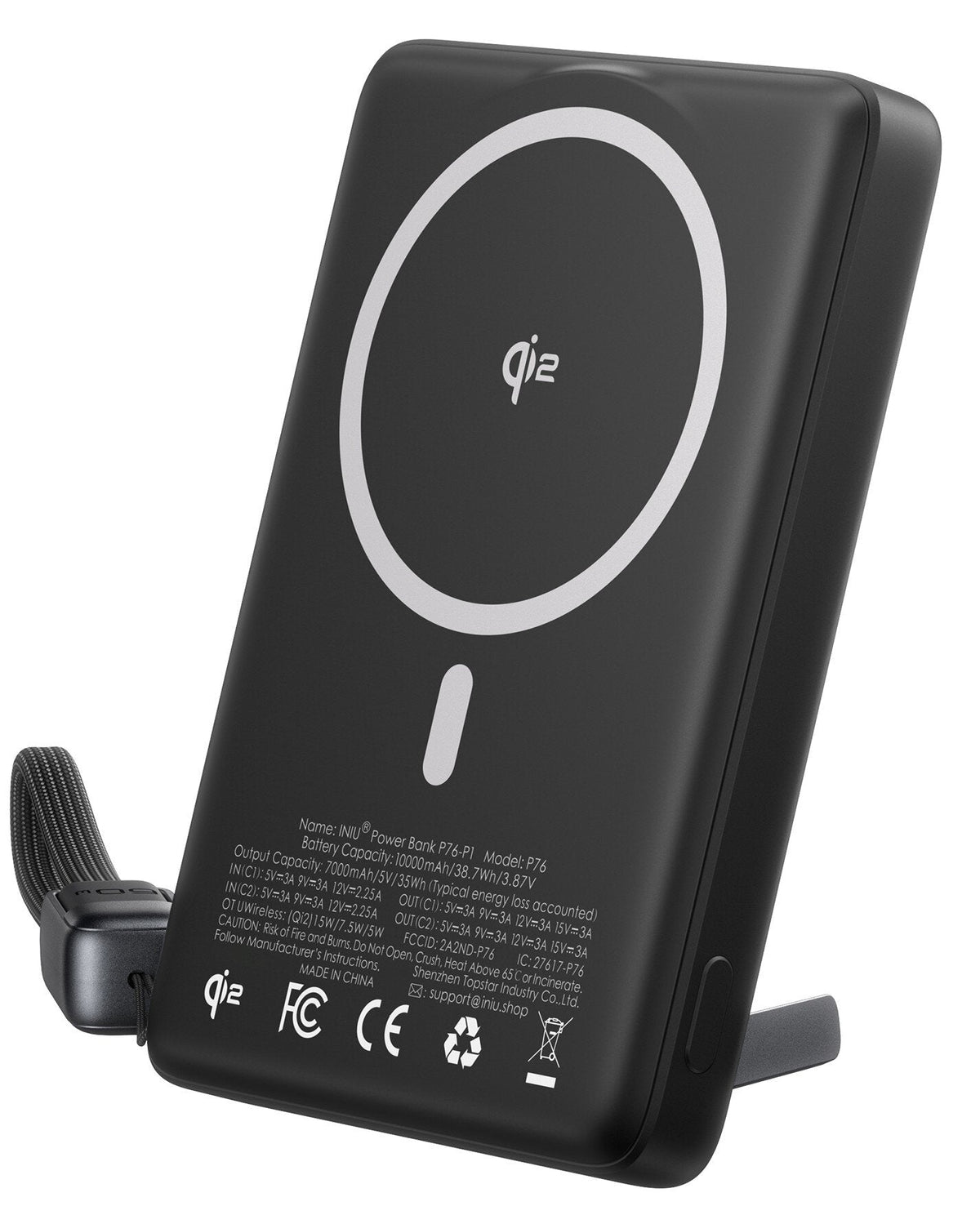 INIU Powerbank MagPro Slim - magnetyczny powerbank bezprzewodowy 10000mAh czarny