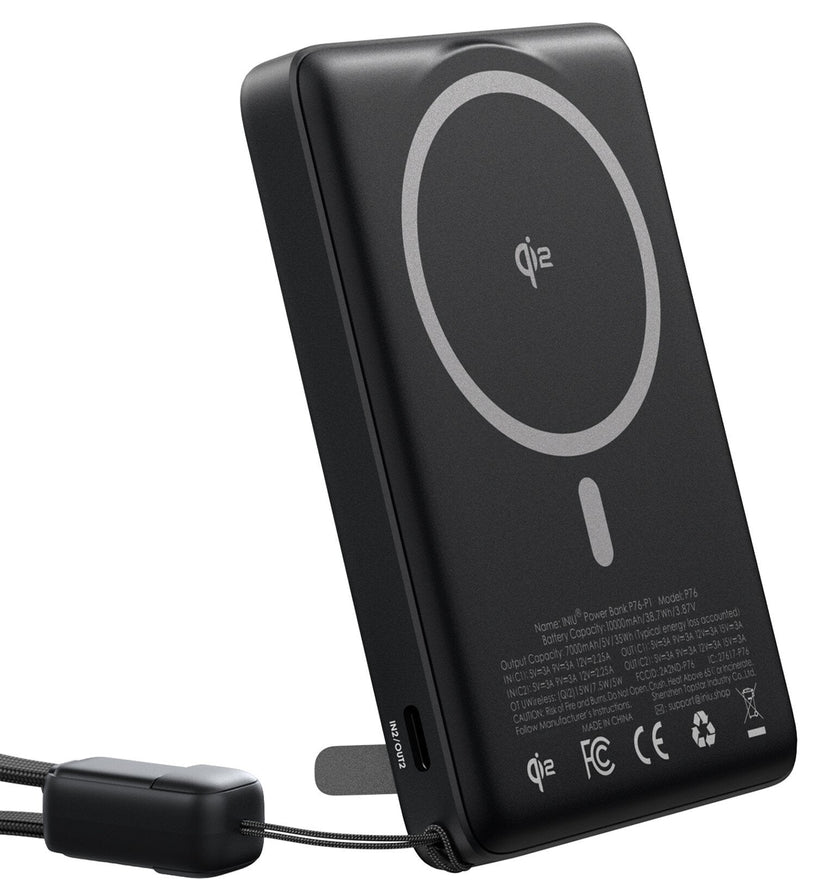 INIU Powerbank MagPro Slim - magnetyczny powerbank bezprzewodowy 10000mAh czarny