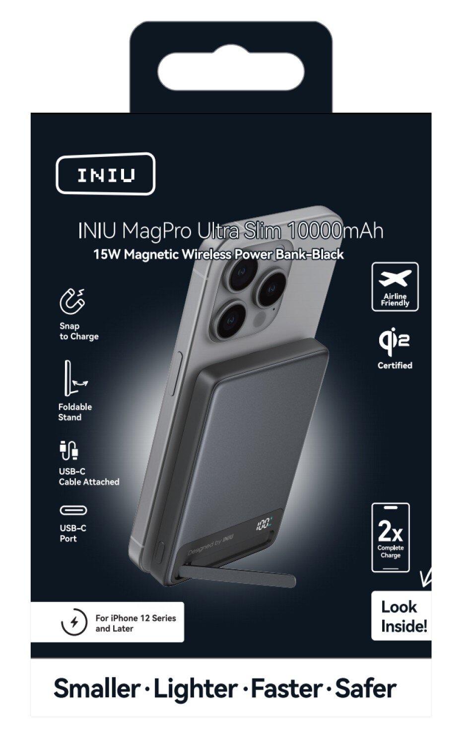 INIU Powerbank MagPro Slim - magnetyczny powerbank bezprzewodowy 10000mAh czarny