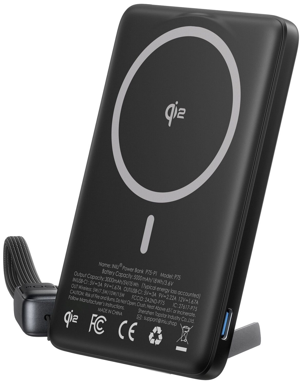 INIU Powerbank MagPro Slim - magnetyczny powerbank bezprzewodowy 5000mAh czarny