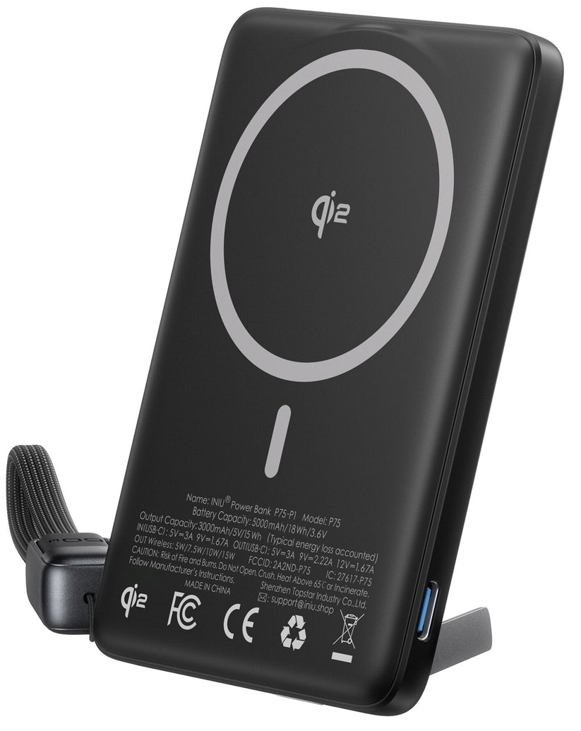 INIU Powerbank MagPro Slim - magnetyczny powerbank bezprzewodowy 5000mAh czarny