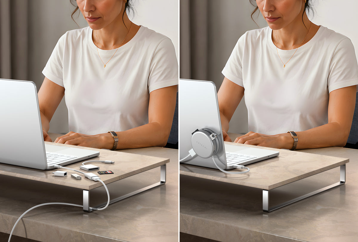 Satechi OntheGo 5-in-1 Multiport Adapter - adapter do urządzeń mobilnych USB-C/USB-A/HDMI 4K/czytnik kart SD/USB-C PD srebrny