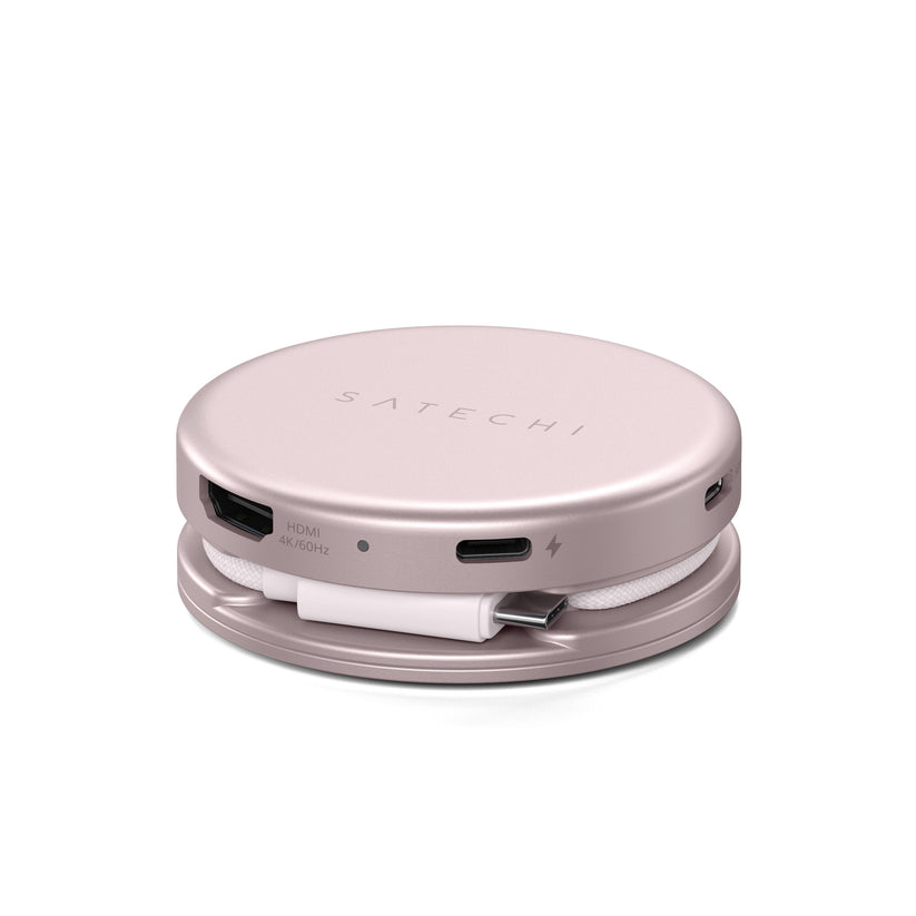 Satechi OntheGo 5-in-1 Multiport Adapter - adapter do urządzeń mobilnych USB-C/USB-A/HDMI 4K/czytnik kart SD/USB-C PD różowy