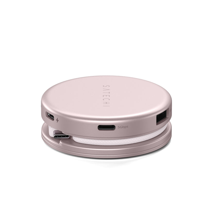 Satechi OntheGo 5-in-1 Multiport Adapter - adapter do urządzeń mobilnych USB-C/USB-A/HDMI 4K/czytnik kart SD/USB-C PD różowy