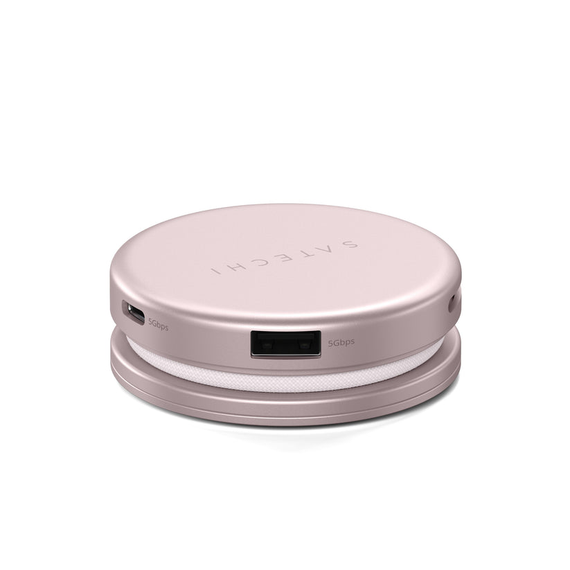 Satechi OntheGo 5-in-1 Multiport Adapter - adapter do urządzeń mobilnych USB-C/USB-A/HDMI 4K/czytnik kart SD/USB-C PD różowy