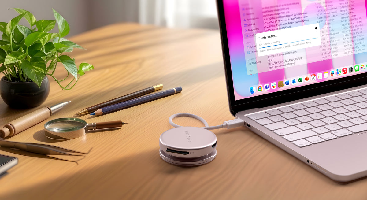Satechi OntheGo 5-in-1 Multiport Adapter - adapter do urządzeń mobilnych USB-C/USB-A/HDMI 4K/czytnik kart SD/USB-C PD różowy