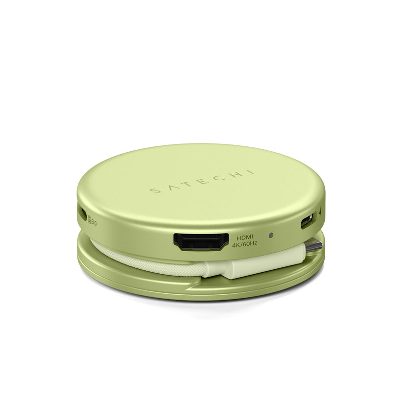 Satechi OntheGo 5-in-1 Multiport Adapter - adapter do urządzeń mobilnych USB-C/USB-A/HDMI 4K/czytnik kart SD/USB-C PD żółty