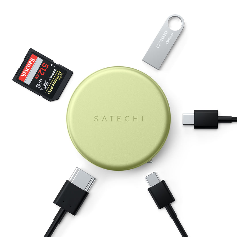 Satechi OntheGo 5-in-1 Multiport Adapter - adapter do urządzeń mobilnych USB-C/USB-A/HDMI 4K/czytnik kart SD/USB-C PD żółty