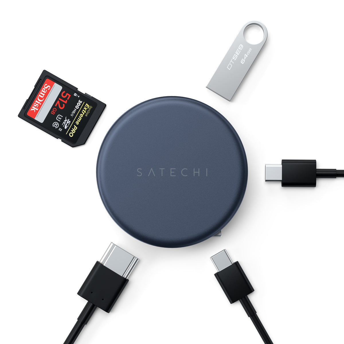 Satechi OntheGo 5-in-1 Multiport Adapter - adapter do urządzeń mobilnych USB-C/USB-A/HDMI 4K/czytnik kart SD/USB-C PD indygo