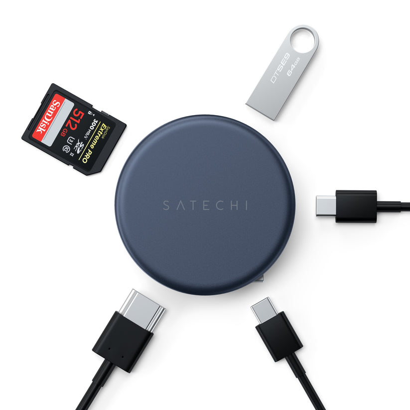 Satechi OntheGo 5-in-1 Multiport Adapter - adapter do urządzeń mobilnych USB-C/USB-A/HDMI 4K/czytnik kart SD/USB-C PD indygo
