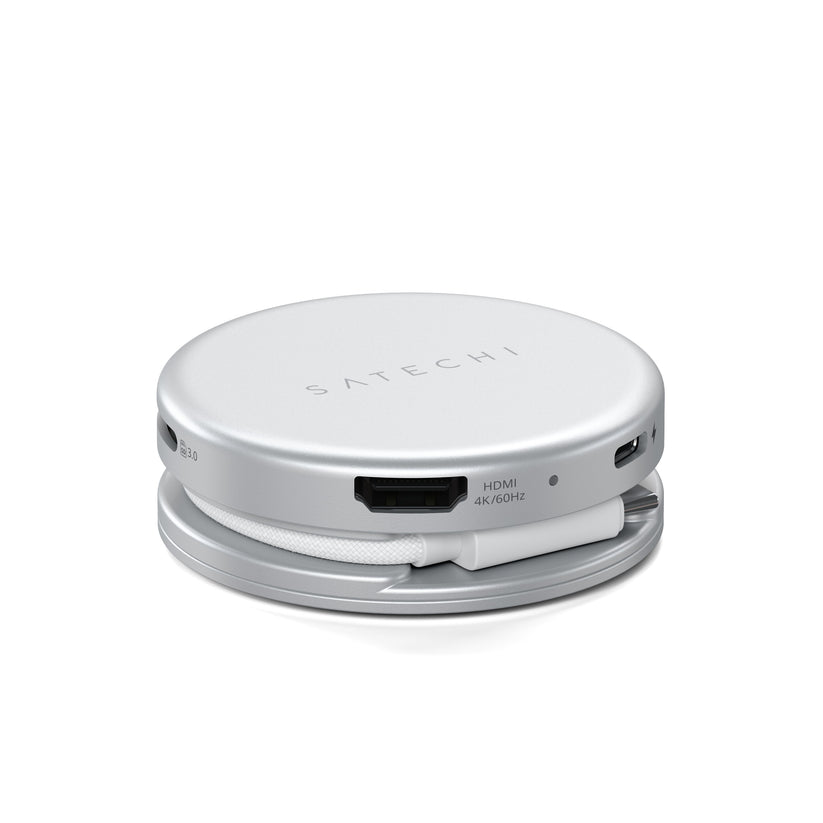 Satechi OntheGo 5-in-1 Multiport Adapter - adapter do urządzeń mobilnych USB-C/USB-A/HDMI 4K/czytnik kart SD/USB-C PD srebrny