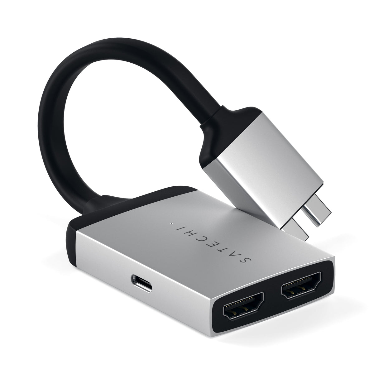 Satechi Dual Aluminium Adapter - aluminiowy adapter do MacBook z USB-C x 2 4K HDMI x 2 srebrny