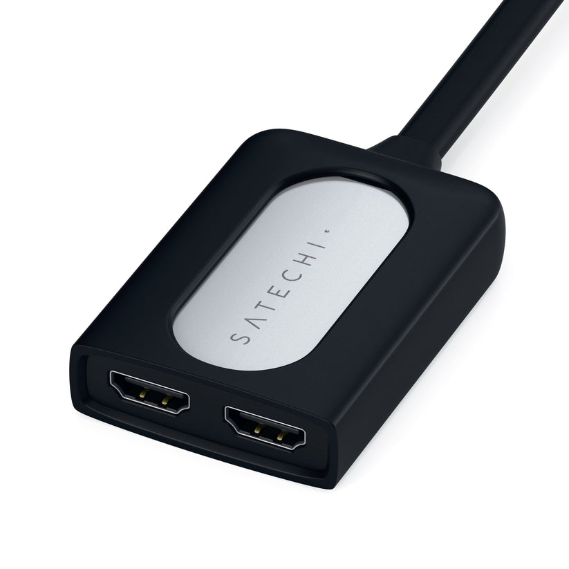 Satechi Dual Aluminium Adapter - aluminiowy adapter do MacBook z USB-C x 2 4K HDMI x 2 srebrny