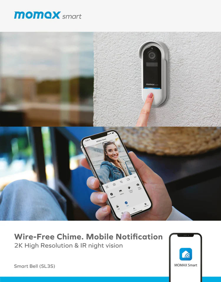 Inteligentny dzwonek do drzwi z wbudowaną kamerą - Momax Smart Bell loT IP Camera Doorbell