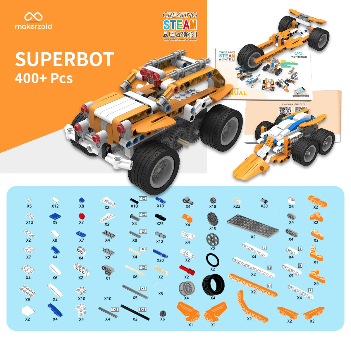 Makerzoid Superbot - zestaw ponad 400 klocków edukacyjnych z możliwością kodowania