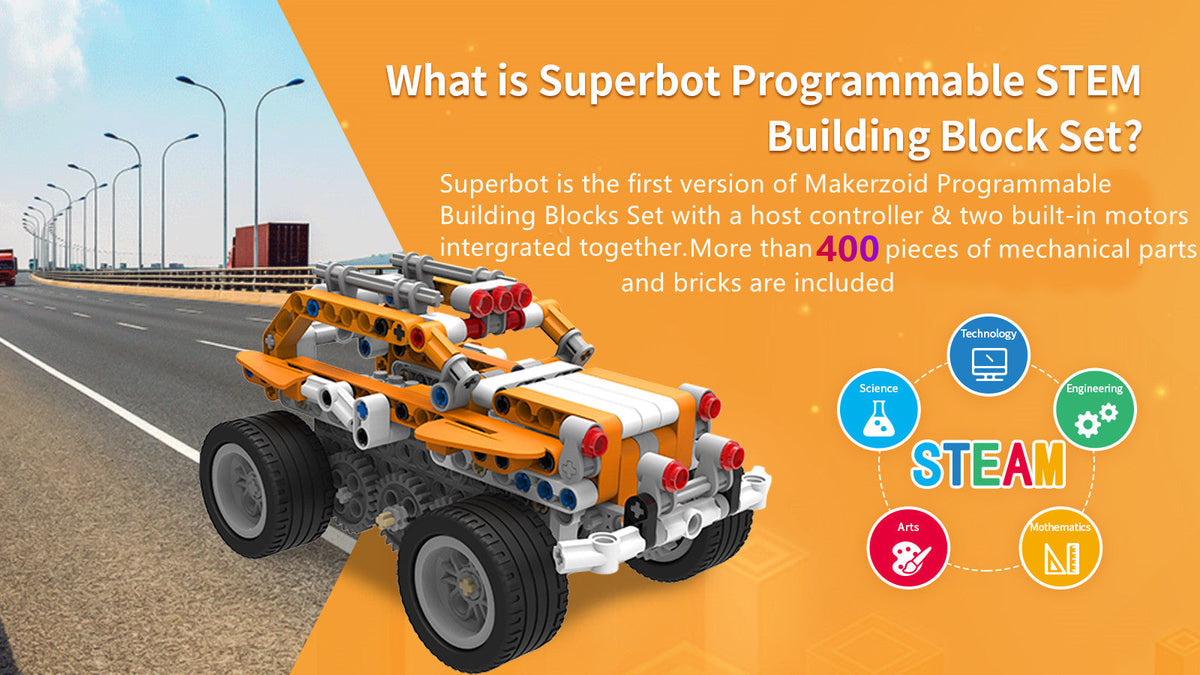 Makerzoid Superbot - zestaw ponad 400 klocków edukacyjnych z możliwością kodowania